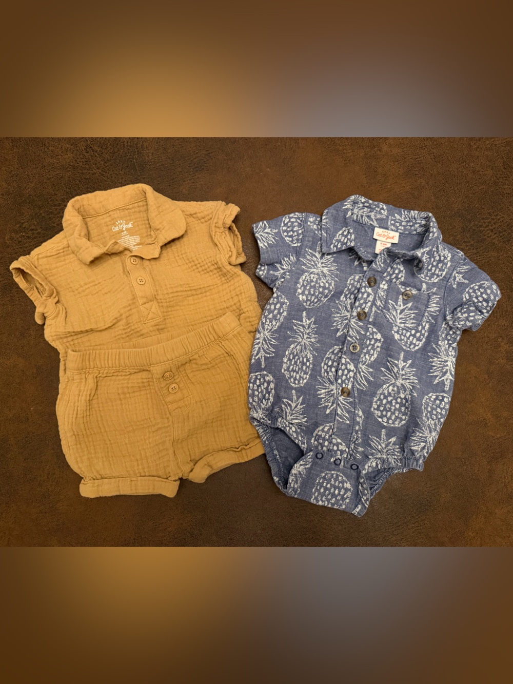 Cat & Jack 0-3M Matching Set & Pineapple Romper 3-Piece Bundle